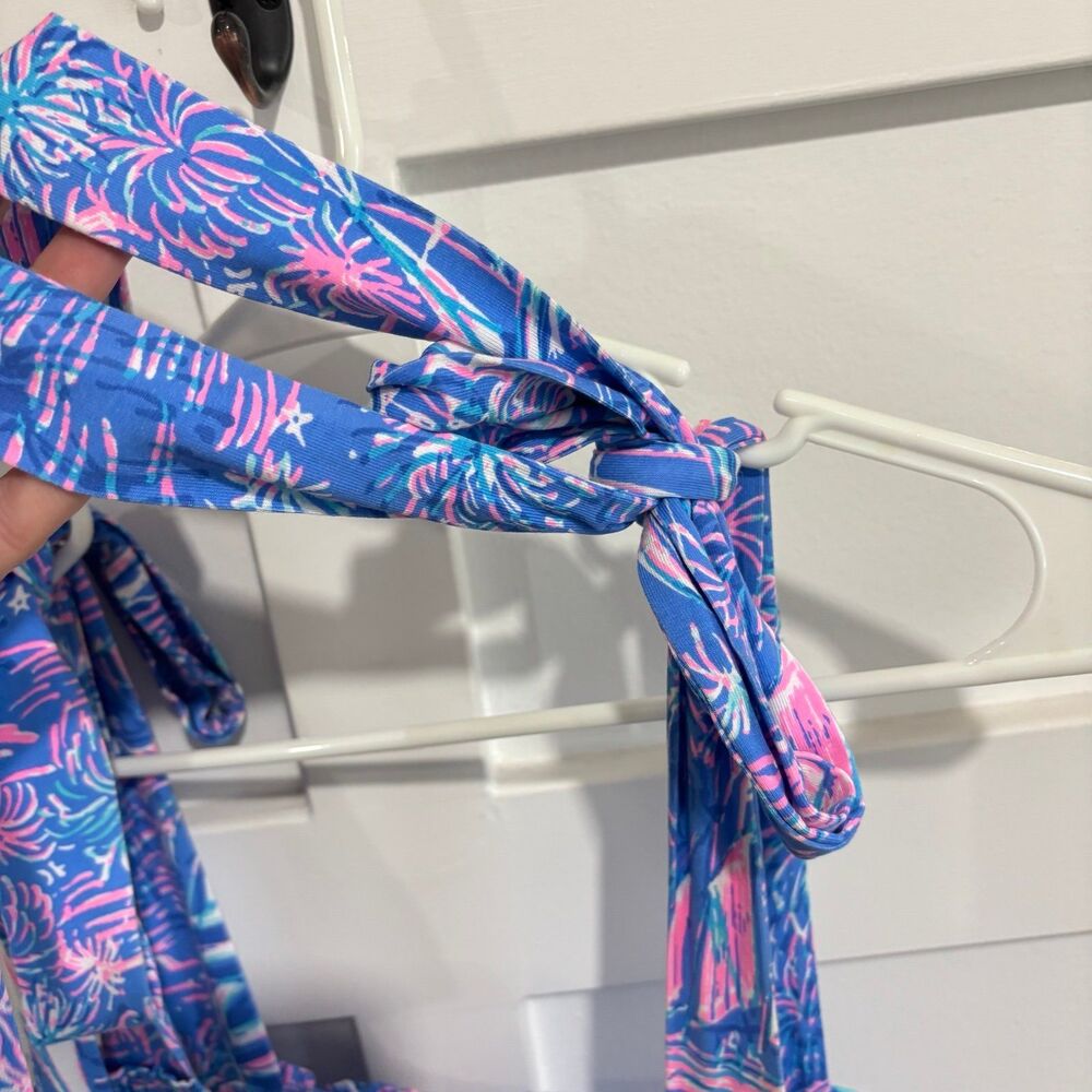 Lilly Pulitzer Kailua Smocked Shoulder Tie Dress Boca Blue - Picture 4 of 11
